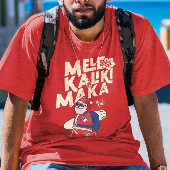 Mele Kalikimaka - Ljuny Santa Hawaiian-jul T Shirt (Mele Kalikimaka - Funny Santa Hawaiian Christmas T-Shirt)