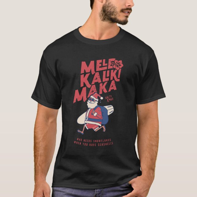 Mele Kalikimaka - Ljuny Santa Hawaiian-jul T Shirt (Framsida)