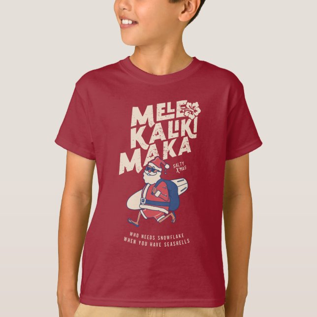 Mele Kalikimaka - Ljuny Santa Hawaiian-jul T Shirt (Framsida)