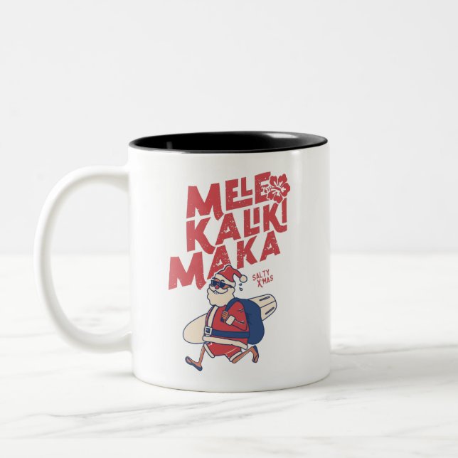Mele Kalikimaka - Ljuny Santa Hawaiian-jul Två-Tonad Mugg (Vänster)