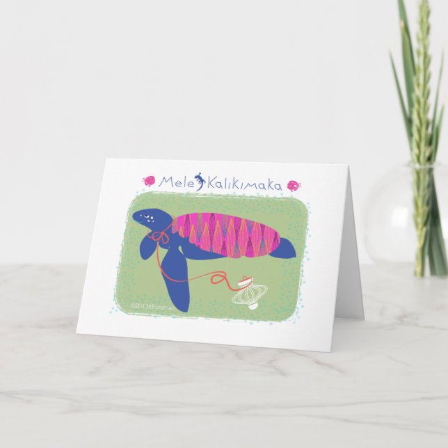 Mele Kalikimaka /Merry julsköldpadda Helgkort (Framsida)