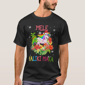 Mele Kalikimaka Merry Xmas Floral Hawaiian Santa U T Shirt