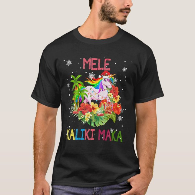 Mele Kalikimaka Merry Xmas Floral Hawaiian Santa U T Shirt (Framsida)