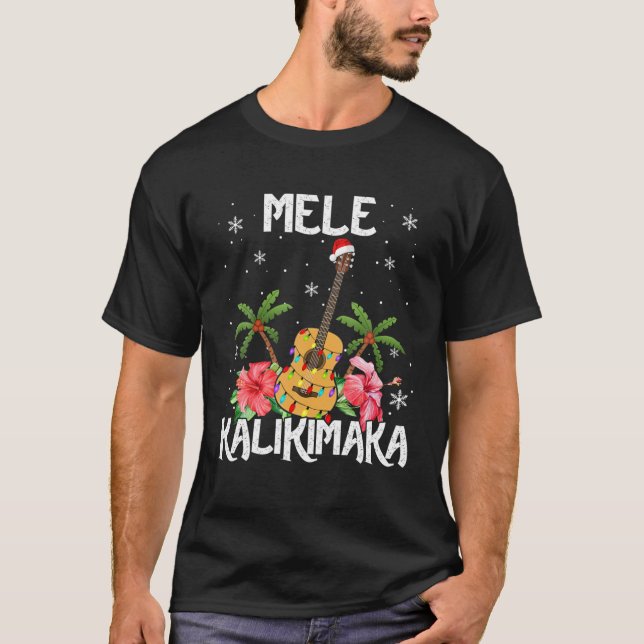 Mele Kalikimaka Merry Xmas Light Santa Hawaiian Gu T Shirt (Framsida)
