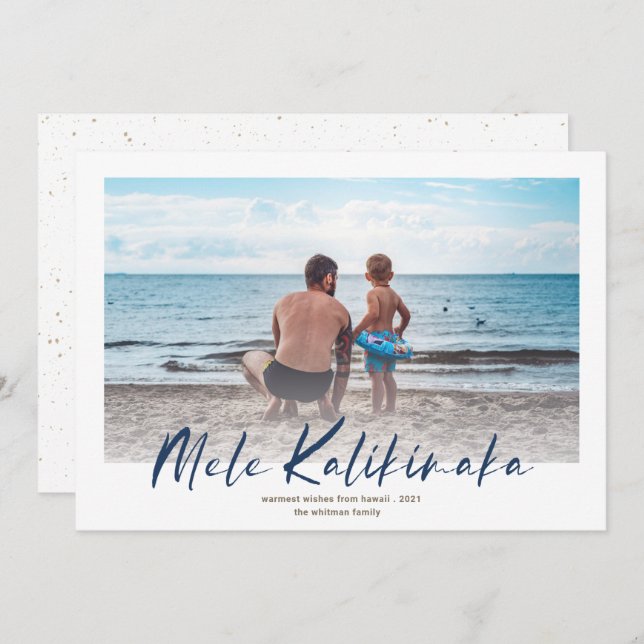 Mele Kalikimaka Minimal Photo jul-marinen Julkort (Fram/baksida)