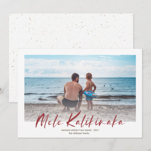 Mele Kalikimaka Minimal Photo jul Red Julkort