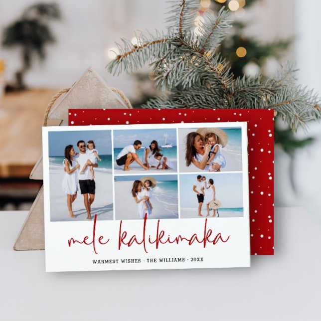 Mele Kalikimaka Modern Foto Collage Hawaiiansk  Julkort (Skapare uppladdad)