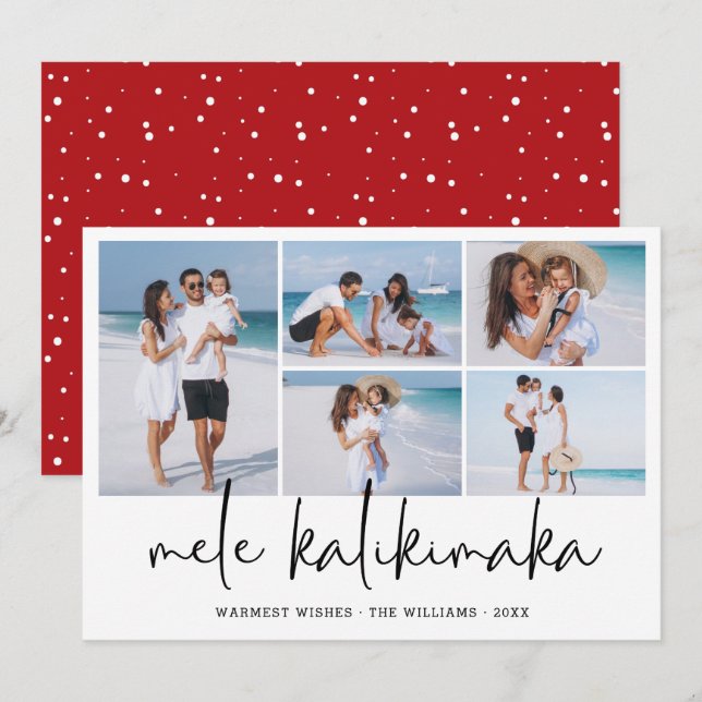 Mele Kalikimaka Modern Foto Collage Hawaiianskt Julkort (Fram/baksida)