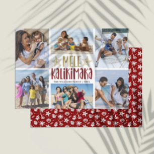 Mele Kalikimaka Modern Photo Collage Hawaiian Julkort
