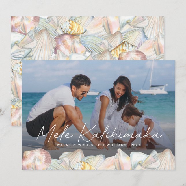 Mele Kalikimaka Modern Photo Hawaiian  Julkort (Fram/baksida)