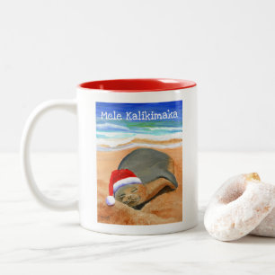 Mele Kalikimaka Munk Seal med Santa Hat Mugg