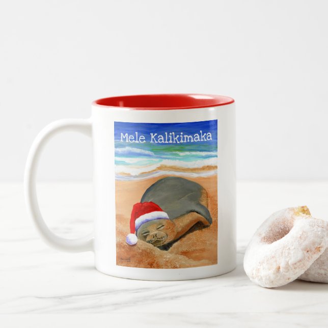 Mele Kalikimaka Munk Seal med Santa Hat Mugg (Med munk)