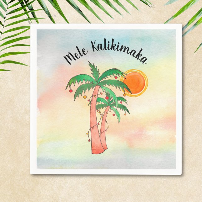 Mele Kalikimaka Palm Trees Napkins Pappersservett (Skapare uppladdad)