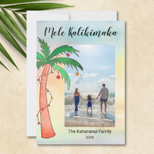 Mele Kalikimaka Palmträd Foto Julkort