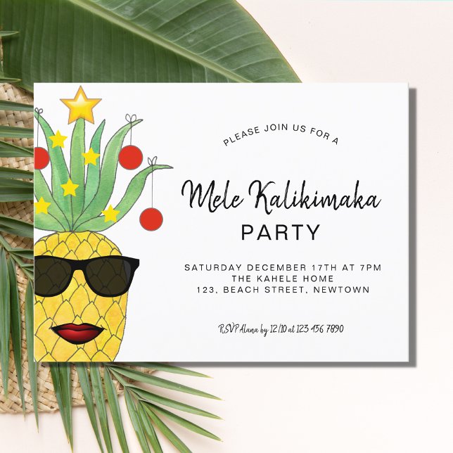 Mele Kalikimaka Party Pineapple-inbjudan Postcar Inbjudan Vykort (Skapare uppladdad)