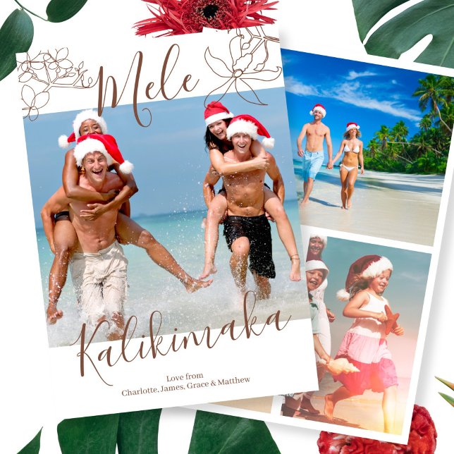 Mele Kalikimaka Personlig jul Julkort (Mele Kalikimaka Personalized Christmas Holiday Cards from Ricaso. Printed or digital. Hawaii style)