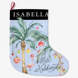 Mele Kalikimaka Personlig jul Stocking Stor Julstrumpa