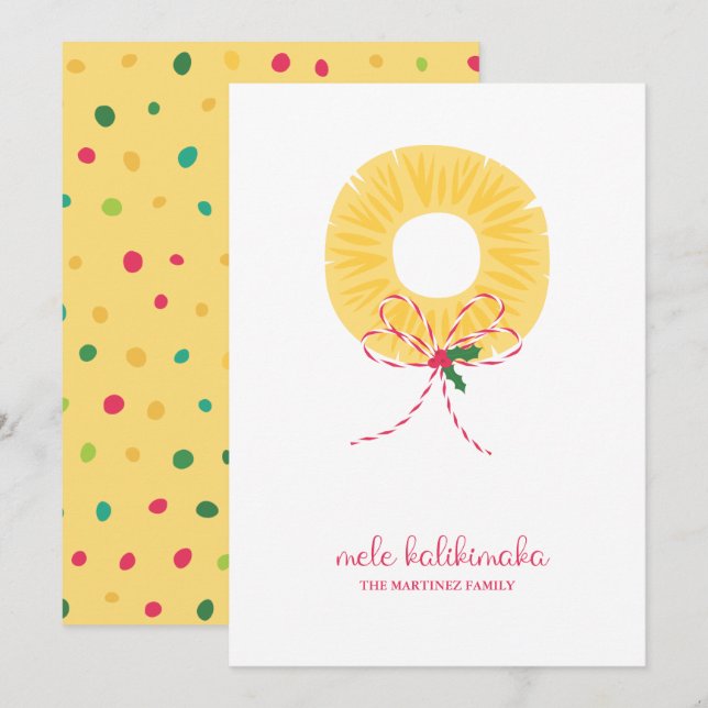 Mele Kalikimaka Pineapple Flat Helgdag Card Julkort (Fram/baksida)