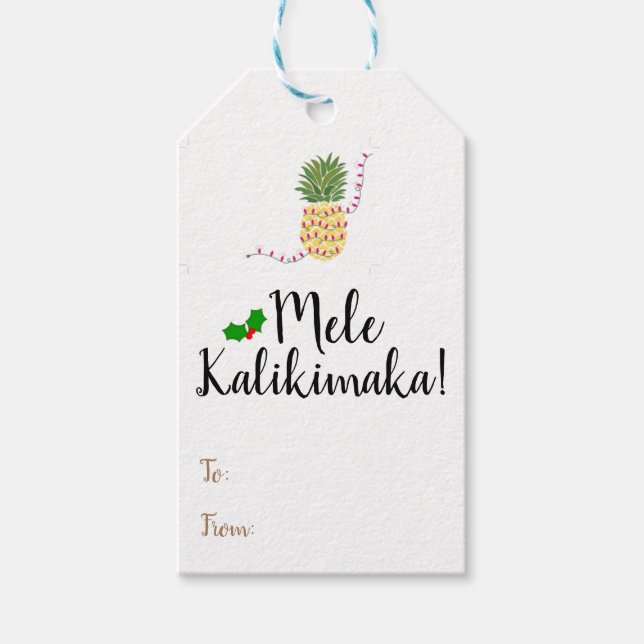 Mele Kalikimaka Pineapple Gift Märkre Presentetikett (Framsidan)