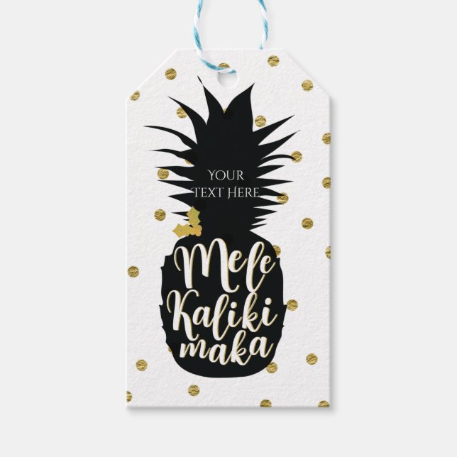 Mele Kalikimaka Pineapple-Helgdag Julens Anpassnin Presentetikett (Framsidan)