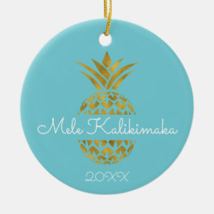 Mele Kalikimaka Pineapple-Helgdag Julgransprydnad Keramik