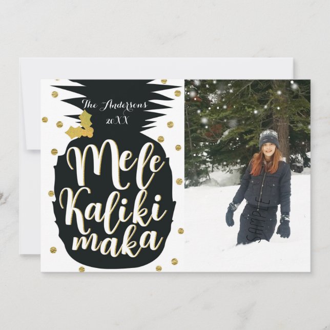 Mele Kalikimaka Pineapple Jul Fotokort Julkort (Framsida)