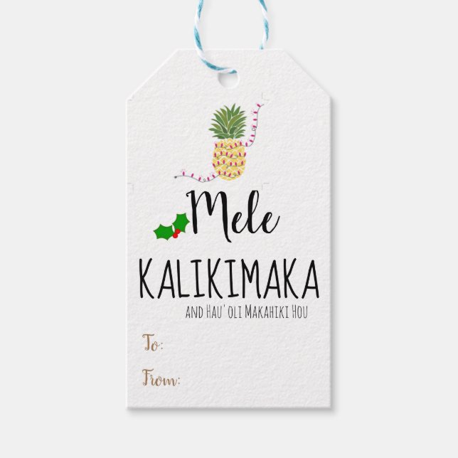 Mele Kalikimaka Pineapple jul Gift Märkre Presentetikett (Framsidan)