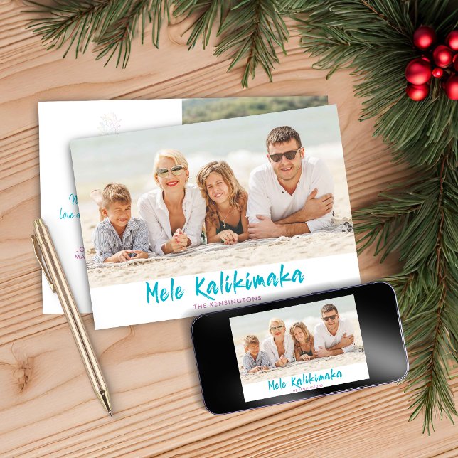 Mele Kalikimaka Pineapple jul Helgdag Photo Julkort (Mele Kalikimaka Pineapple Christmas Holiday Photo Card)