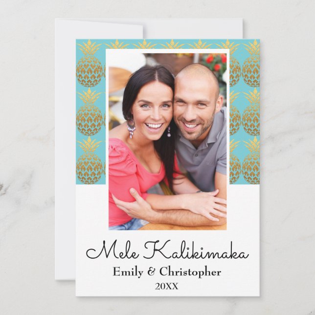 Mele Kalikimaka Pineapple julfotoport Julkort (Framsida)