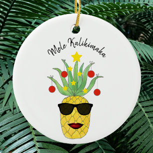 Mele Kalikimaka Pineapple Julgransprydnad Keramik
