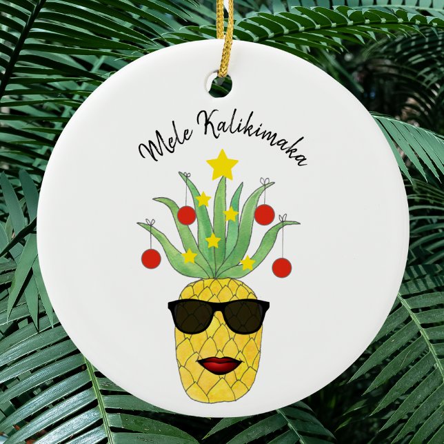 Mele Kalikimaka Pineapple Julgransprydnad Keramik (Skapare uppladdad)