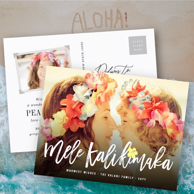 Mele Kalikimaka Push Script-julfoto Helg Vykort (Skapare uppladdad)
