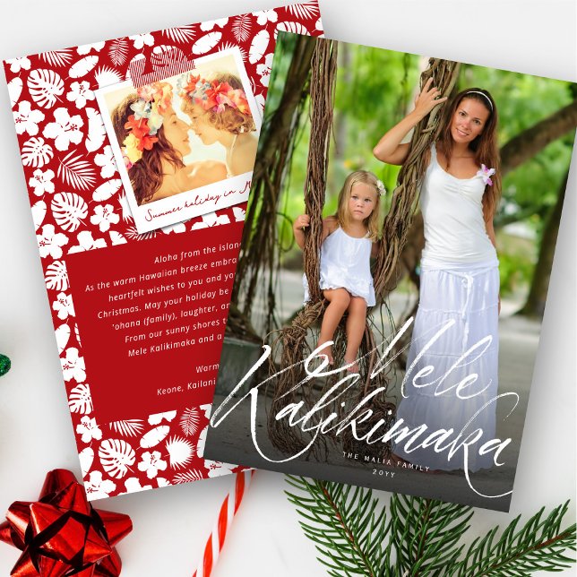 Mele Kalikimaka Push Script-julfoto Julkort (Melekimaka Christmas Card - Click on the 'Edit Using Design Tool' to further personalise your card.)