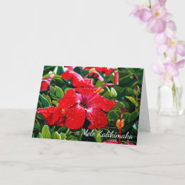 Mele Kalikimaka Red Hibiscus med Hawaiian Snö Kort
