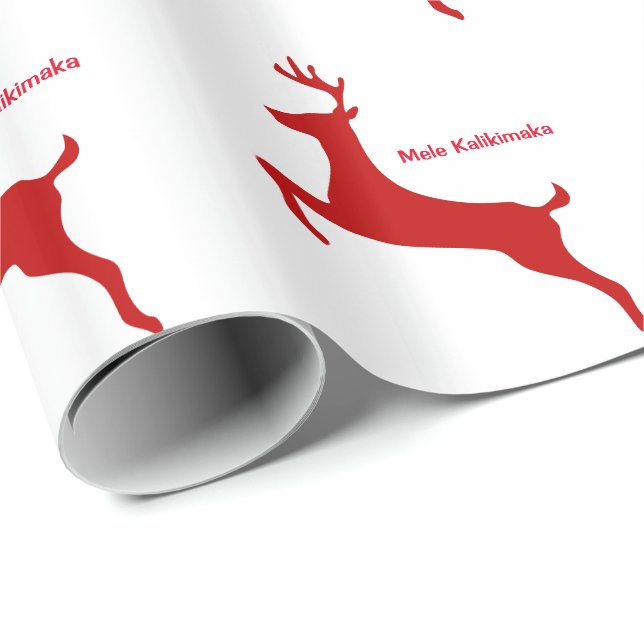 Mele Kalikimaka Red Reindeer jul Presentpapper (Rullad Hörn)