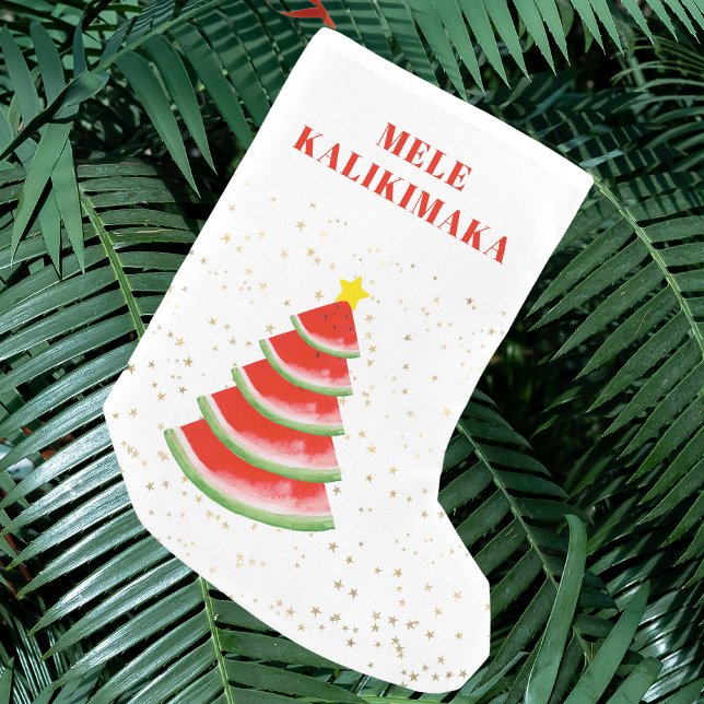 Mele Kalikimaka Red Watermelon Träd Liten Julstrumpa (Skapare uppladdad)