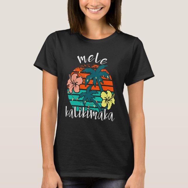 Mele Kalikimaka Retro Hawaii jul T Shirt (Framsida)