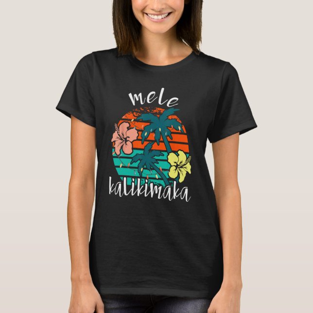 Mele Kalikimaka Retro Hawaii jul T Shirt (Framsida)