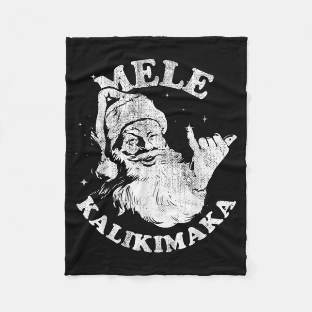 Mele Kalikimaka Retro Hawaii Santa Aloha Christmas Fleecefilt (Framsidan)