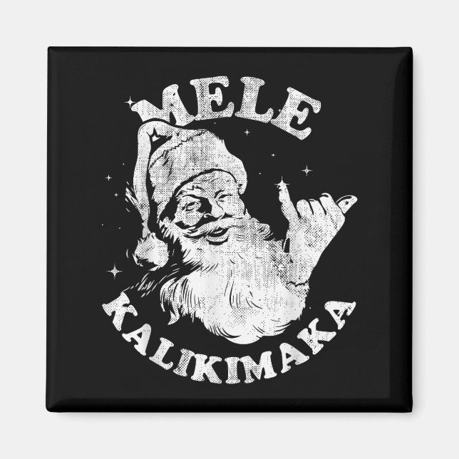 Mele Kalikimaka Retro Hawaii Santa Aloha Christmas Magnet (Framsidan)