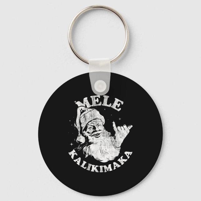 Mele Kalikimaka Retro Hawaii Santa Aloha Christmas Nyckelring (Framsida)