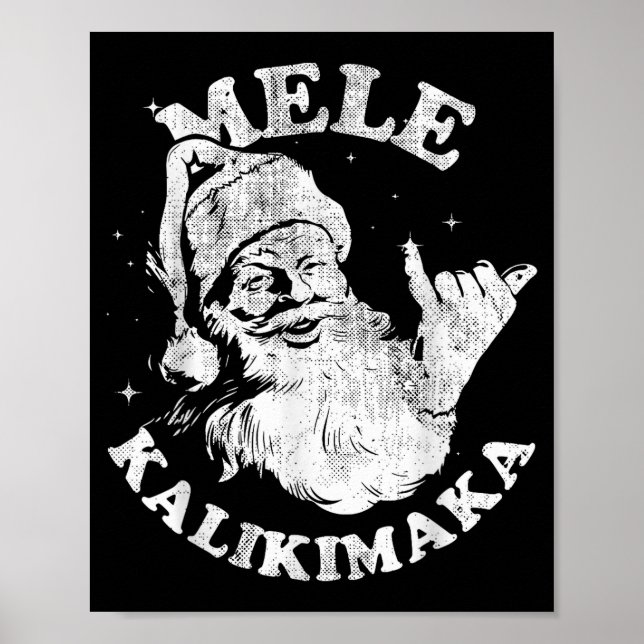 Mele Kalikimaka Retro Hawaii Santa Aloha Christmas Poster (Framsidan)