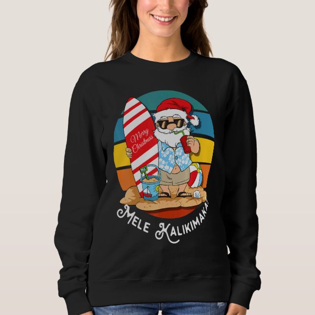 Mele Kalikimaka Retro Hawaiian jul i juli T Shirt (Framsida)