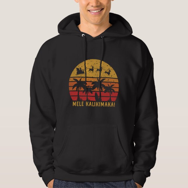 Mele Kalikimaka Retro Hawaiian julfamilj Va Hoodie (Framsida)