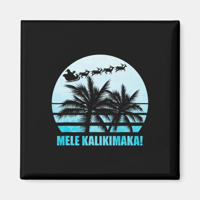 Mele Kalikimaka Retro Hawaiian julfamilj Va Magnet (Framsidan)