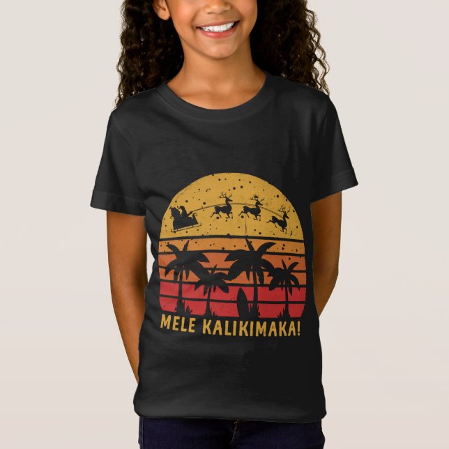 Mele Kalikimaka Retro Hawaiian julfamilj Va T Shirt (Framsida)