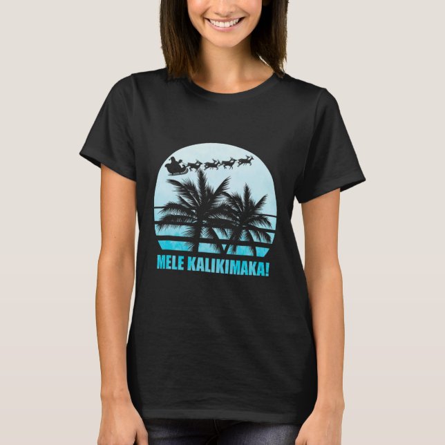 Mele Kalikimaka Retro Hawaiian julfamilj Va T Shirt (Framsida)
