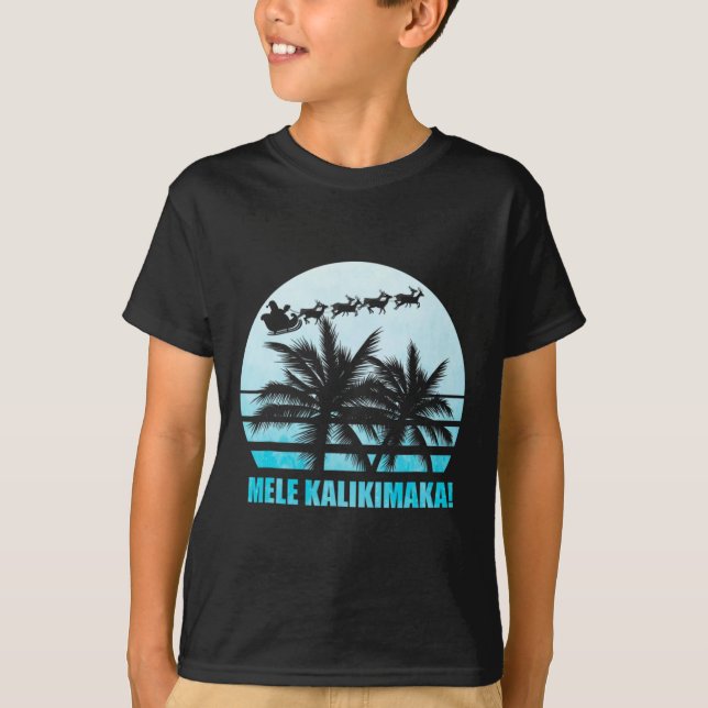 Mele Kalikimaka Retro Hawaiian julfamilj Va T Shirt (Framsida)