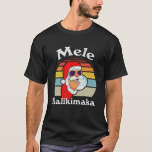 Mele Kalikimaka Retro jul Santa Shaka Hawaii T Shirt