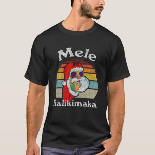 Mele Kalikimaka Retro jul Santa Shaka Hawaii T Shirt